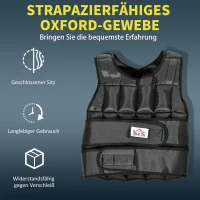 HOMCOM 30 kg Gewichtsweste Trainingsweste mit 35 Gewichtssäcke Verstellbar Krafttraining Fitness Oxford Metall Schwarz 60 x 50 cm(m-4)