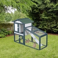 PawHut Gabbia per Conigli e Animali da Compagnia in Legno 2 piani di Abete Doppia Porta 140x65x100cm Verde e Bianco(m-2)
