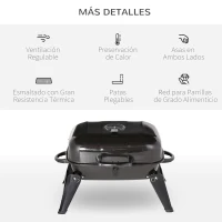Outsunny Barbacoa de Carbón Portátil al Aire Libre Parrilla de Carbón Plegable Barbacoa de BBQ Vegetal Tamaño Compacto Facil Llevar para Exterior Acampada 59x43x39cm(m-6)