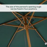 Outsunny 2 x 3m Wooden Garden Parasol Umbrella Outdoor Sun Shade Canopy, Green(m-5)