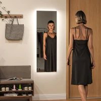 HOMCOM LED Ganzkörperspiegel, dimmbar, rahmenlos, Touch-Steuerung, 40 x 120 cm(m-2)