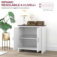 HOMCOM Credenza Cucina Moderna a 2 Ante con Ripiano Regolabile in Legno, 80x39.7x80cm, Bianco(m-4)