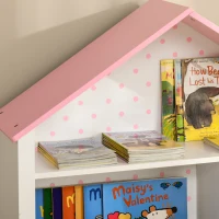 ZONEKIZ Scaffale Portagiochi per Bambini con Ripiani Aperti e Cassetti con Rotelle, Rosa(m-8)