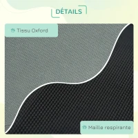 PawHut Lit chien sureleve avec parasol, lit de camp chien chat sur pieds tissu Oxford respirant, anti-UV cadre en métal sac de transport inclus couchage extérieur pour chat 122 x 92 x 108 cm gris noir(m-4)