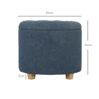 HOMCOM 40.5L Teddy Fleece Storage Ottoman - Blue(m-3)