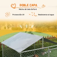 PawHut Jaula de Exterior para Perros Medianos con Cerradura Marco de Acero Toldo Impermeable y Anti-UV 200x200x150 cm Plata(m-6)
