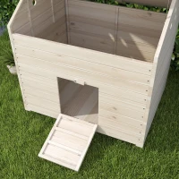 PawHut Wooden Duck House Poultry Coop for 2-4 Ducks with Openable Roof Raised Feet Air Holes Natural(m-9)