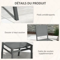 Outsunny Lot de 4 chaises de jardin en aluminium et revêtement maille textilène pour salle à manger extérieur(m-6)