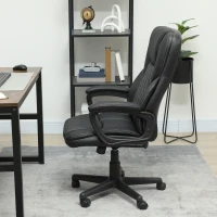HOMCOM High Back Executive Office Chair, PU Leather Swivel Desk Chair with Tilt Function, Armrests and Adjustable Height for Home Office, Black(m-8)