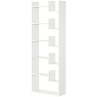 HOMCOM Estantería Librería de 6 Niveles Estantería de Madera con 11 Compartimientos Abiertos 61x21,6x162,6 cm Blanco(m-11)