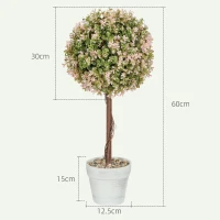 HOMCOM Set of 2 Decorative Artificial Plants, Murraya Flowers in Pot, Fake Plants for Home Indoor outdoor Decor, 60cm, Cream White(m-3)