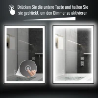 kleankin Badezimmerspiegel mit LED-Licht, Antibeschlagsfunktion; Wandspiegel, 7 70 cm x 50 cm x 3 cm, Silber(m-5)