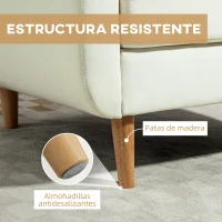 HOMCOM Butaca para Dormitorio con Reposabrazos y Patas de Madera Sofá Individual Carga 125 kg Crema(m-7)