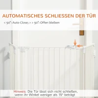 PawHut Hunde Absperrgitter Türschutzgitter Haustierschutzgitter verstellbar klappbar Kamingitter mit automatische schließenden Tür 3 Paneele für Ofen Wandmontage/Freistehend Weiß 202,5 x 76 cm(m-5)