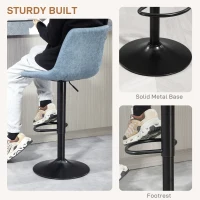 HOMCOM Set of Two Retro Tub Bar Stools - Blue(m-8)