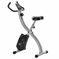 HOMCOM Heimtrainer, faltbarer Fahrradtrainer, 8 Widerstandstufen, Magnetwiderstand, Grau + Schwarz(m-10)