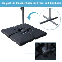Outsunny 4 x Sonnenschirmgewicht Sonnenschirmständer befüllbar mit Sand Wasser HDPE-Kunststoff Schwarz Maße pro Element 51 x 51 x 12 cm bis zu 130 kg(m-4)