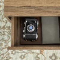 HOMCOM Mesa de Centro Estilo Boho con Cajón Estampado y Patas de Metal de Horquilla para Salón Oficina 90x45x46cm Madera(m-8)