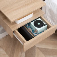 HOMCOM Set de 2 Mesitas de Noche Flotantes con 1 Cajón y Estante Abierto Diseño Moderno Montado en la Pared 35x32x22,5 cm Roble(m-8)