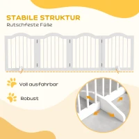 PawHut Faltbares Hunde-Absperrgitter, 4 Paneele, für Treppen, Flure, Türen, MDF/Massivholz, Weiß(m-7)
