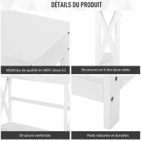 HOMCOM Table Console Table d'entrée avec 1 tiroir + 1 étagère dim. 100L x 30l x 81H cm en bois Blanc(m-7)