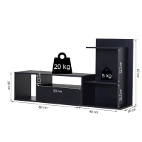 HOMCOM Meuble TV design contemporain multi-rangements grand plateau 3 niches 2 étagères tiroir mélaminé noir mat(m-3)