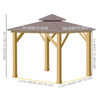 Outsunny 3x(3)M Outdoor Hardtop Gazebo Canopy with 2-Tier Roof and Solid Wood Frame, Outdoor Patio Shelter for Patio, Garden, Brown(m-3)