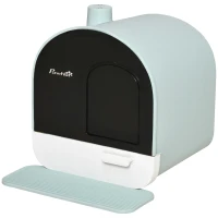 PawHut Bac à litière pour chat maison de toilette pour chat avec porte battante, pelle et filtre inclus dim. 43L x 44l x 47H cm(m-10)
