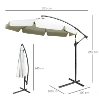 Outsunny Parasol déporté octogonal inclinable manivelle avec pied en croix Ø 2,65 x 2,45H m beige(m-3)