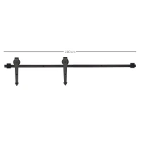 HOMCOM Kit per Porta Scorrevole in Stile Rustico con Binario 200cm e Rotelle, Nero(m-3)
