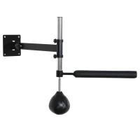 HOMCOM Speed Bag a Parete per Boxe e MMA ad Altezza Regolabile con Asta, in Acciaio e PU, 79x72x20 cm, Nero(m-10)