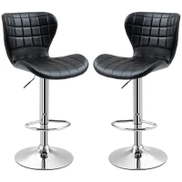 HOMCOM Lot de 2 Tabourets de Bar Design Contemporain Hauteur d'assise réglable 59-81 cm pivotant 360° PU noir(m-1)