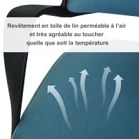 HOMCOM Fauteuil de bureau 67L x 60l x 118-127H cm rembourré réglable pivotant 360° bleu(m-6)