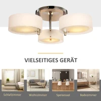 HOMCOM Pendelleuchte Hängelampe 3 Flammige Modern E27 Pendellampe Hängeleuchte Lampe für Esszimmer, Küche Ø64 x 20 cm Weiß Ohne Leuchtmittel(m-6)