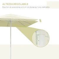 Outsunny Ombrellone da Esterno da 2.5 m ad Altezza Regolabile in Alluminio, Metallo e Poliestere, Bianco Beige(m-5)