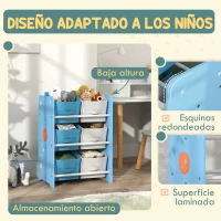 AIYAPLAY Estantería Infantil para Niños de +3 Años Estantería para Juguetes con 6 Cajas de Tela no Tejida 43x30x60 cm Azul(m-5)