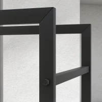 Outsunny Estante para Leña de Metal Estante de Almacenamiento para Apilar Troncos Soporte para Leña Metálico 50x30x100 cm Negro(m-8)