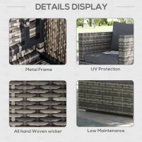 Outsunny Single Rattan Garden Chair, PE Wicker Garden Armchair with Cushions, Outdoor Rattan Chair with Armrests and Steel Frame for Conservatory, Porch, Patio, Balcony, Dark Grey(m-4)