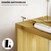 HOMCOM Mueble de Baño con Puertas y Estantes Abiertos Armario de Baño Moderno 18x30x120 cm Natural(m-6)