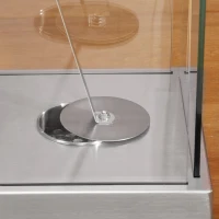 HOMCOM Chimenea de Bioetanol de Suelo 25x25x60 cm Capacidad de 0,4L Combustión de 2 Horas para Interior Plata(m-9)