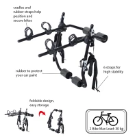 HOMCOM 2 Bike Bicycle Carrier Car Back Rack Rear Mounted Universal Travel Transit - Black(m-6)
