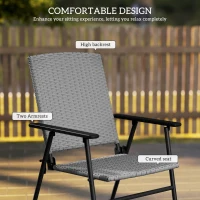 Outsunny Set of Two Folding Rattan Seat Chairs - Grey(m-5)