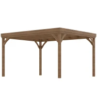 Outsunny Pergola 4 x 3 m en bois traditionnelle autoportante avec 4 pieds Toit terrasse à décorer - marron(m-11)