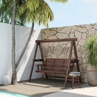 Outsunny Three-Seater Wooden Swing Bench(m-10)