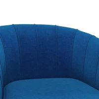HOMCOM Fauteuil en velours chaise salon avec pieds acier doré fauteuil relax de salon arrondi 71 x 72 x 75 cm bleu(m-6)