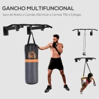 HOMCOM Barras de Dominadas para Pared Entrenamiento Muscular Pull Up para Casa Carga Máxima 150 kg Negro(m-5)