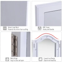 HOMCOM Trifold Freestanding Mirror, Lighted Tabletop Vanity Mirror Large Cosmetic w/16 LED Lights powered by batteries Foldable For Bedroom- White(m-4)