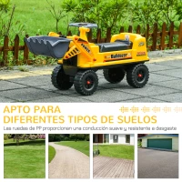 HOMCOM Camion Correpasillos Tractor sin Pedales para Niños de 2-3 Años con Pala Excavadora Espacio de Almacenaje Oculto y Bocina 70x26x37 cm Amarillo(m-7)