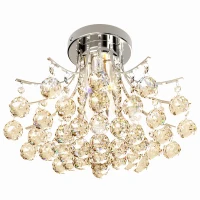 HOMCOM Crystal Chandeliers, K9 Droplets Ceiling Light with 3 E14 Bulb Base, Pendant Lights for Living Room, Bedroom, Dining Room, Hallway, Kitchen(m-1)