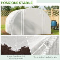 Outsunny Serra a Tunnel 3x3 m con Porta, 6 Finestre e 2 Pareti Avvolgibili, in Acciaio e Telo in PE, Bianca(m-7)